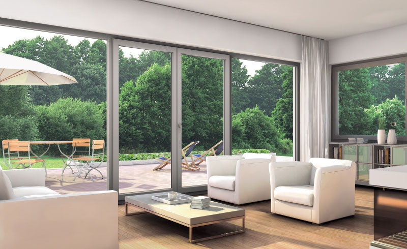 výhľad z prekrásnej obývačky na terasu cez plastové okná Mima Prestige MD oblé od Milan Magula - Mima